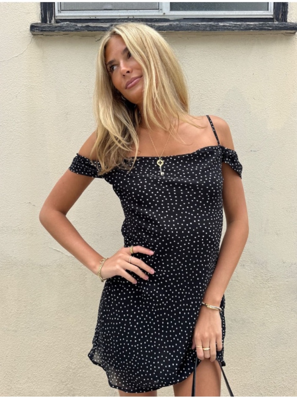 Isabelle’s Cabinet Dance Till Dawn Mini Dress SZ S NWOT Black Polka Dot Dress
